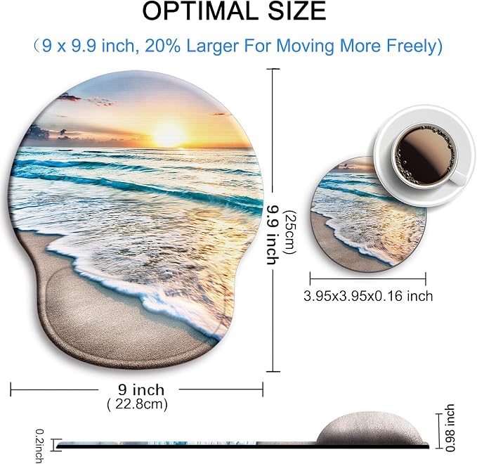 Ergonomic Mouse Pad with Wrist Rest Support,Gel Mouse Pads for Desk | Big Mousepad With Coaster Non-slip & Pain Relief for Computer, Home&Office Desk Decor