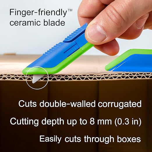 Slice Box Cutter, Heavy Duty Utility Knife, Safe Ceramic Blade Lasting 11x Longer than Metal, Blue, 1 Pack
