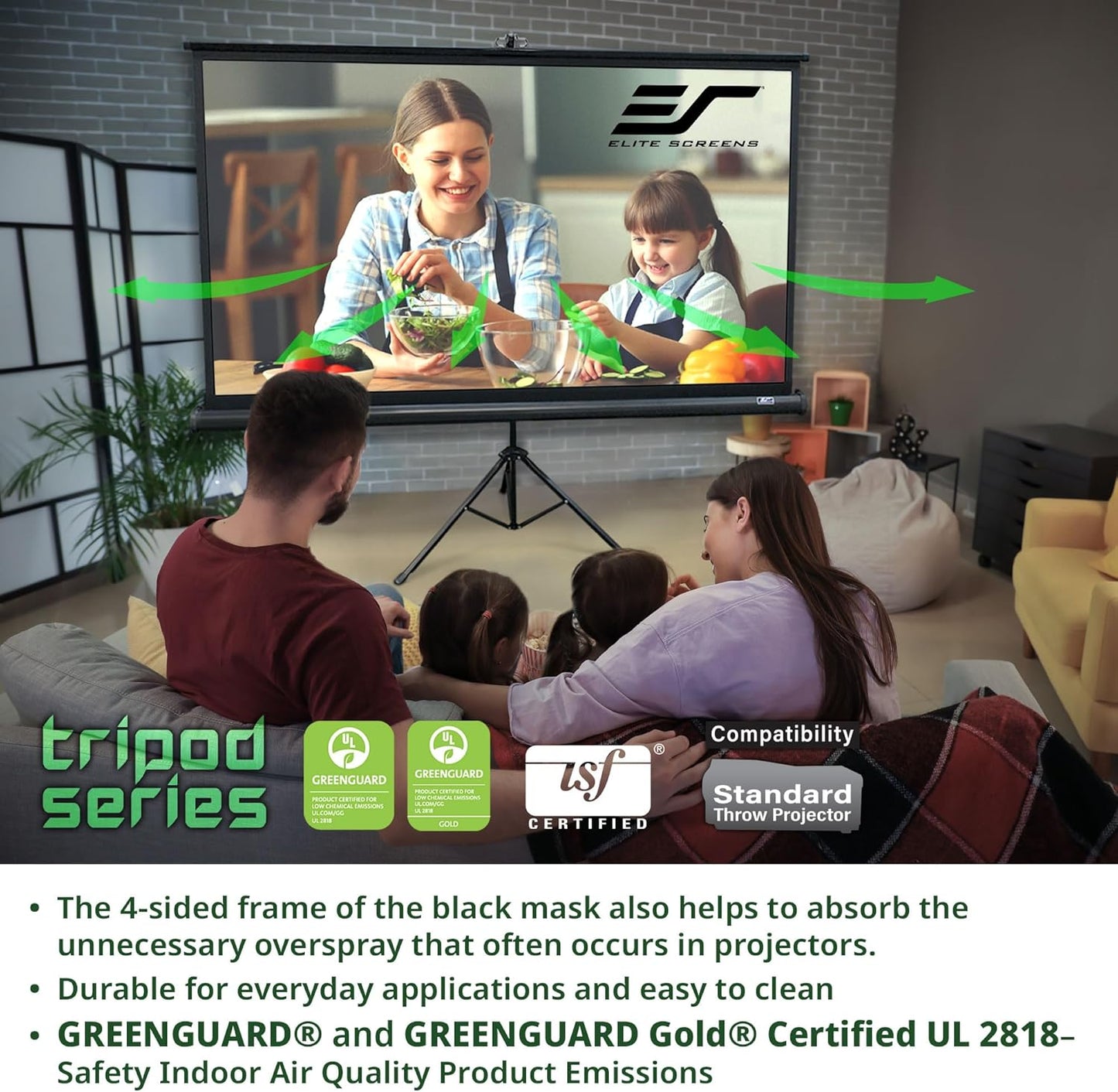 Elite Screens Tripod Series, Portable Pull Up Home Movie/Theater/Office Projector Screen (136-inch/ 1:1)