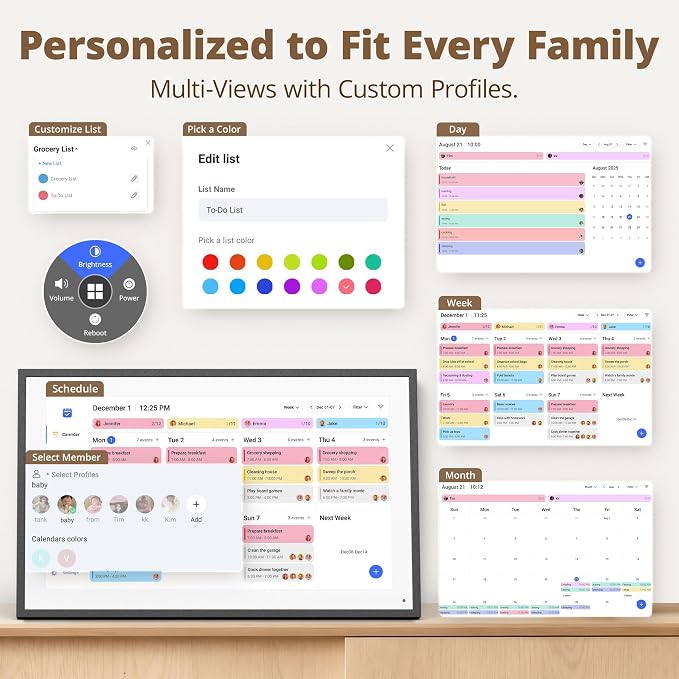 Dragon Touch 14 inch Digital Calendar & Chore Chart - Interactive Touchscreen Smart Family Planner,Digital Picture Frame for Mom, Women, Christmas & Weddings