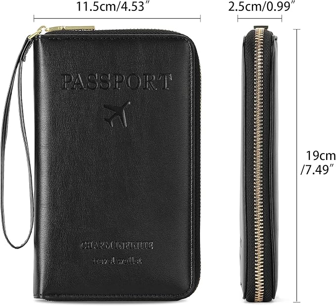 Leather RFID Blocking Passport Holder Travel Wallet, Passport Cover/Travel Wallet for Women/Men with