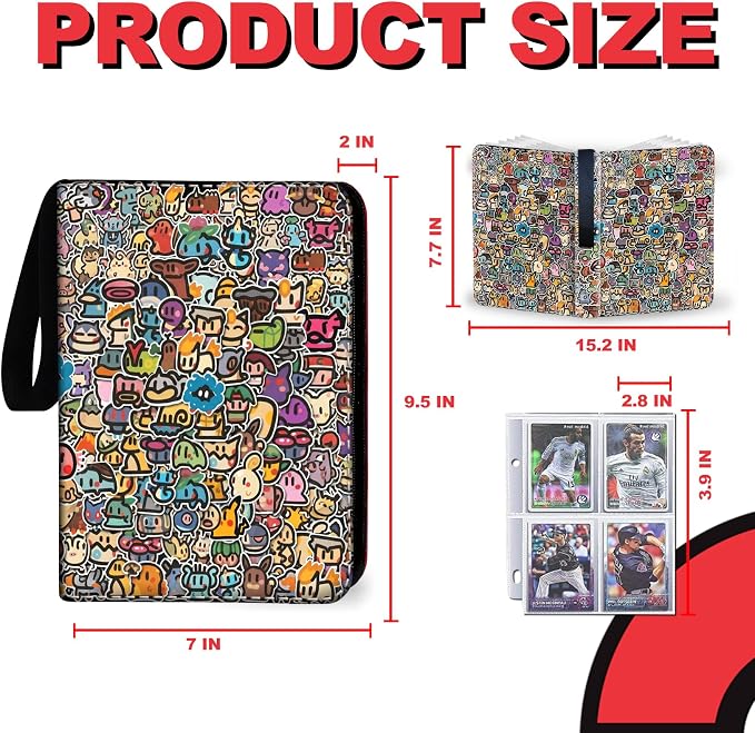 440 Card Binder 4 Pocke 3-Ring Trading Card Binder with 55 Page Removable Sleeves, High Storage Trading Card Holder Collection Card Album Carrying Organizer Case for TCG Cards-red