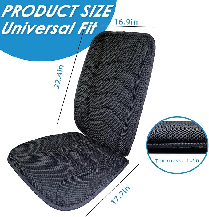AEROiVi Car Seat Cushion with Back Support Pillow Breathable Mesh Non-Slip | Lumbar Support Car Seat Cushion for Long Sitting Comfort Seat Protector Pad Works with Truck SUV Quick Drying Washable