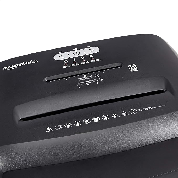 Amazon Basics 18 Sheet Cross Cut Paper, CD, and Credit Card Shredder with 6 Gallon Bin, 30 Minutes Continuous Run Time, Black