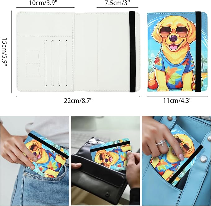 Dog Passport Holder for Women and Men PU Leather Passport Cover for Travel