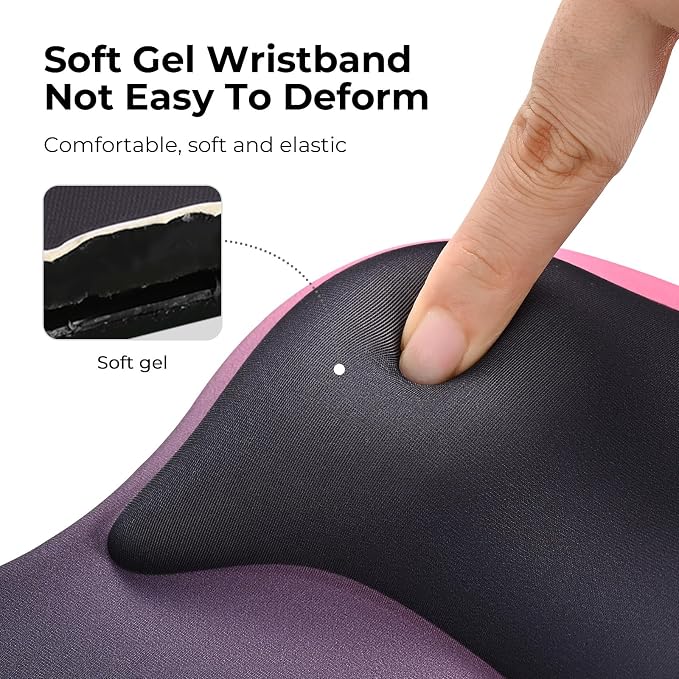 EooCoo Mouse Pad with Gel Wrist Rest, Ergonomic Mousepad Wrist Alignment | Middle Concave Design for Natural Wrist Alignment, Non-Slip Base Mousepad, Carpal Tunnel Relief, Office Desk Accessories