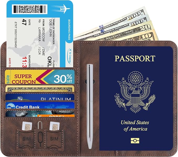 Passport Holder for Travel Essentials, RFID Passport Cover | Rfid Blocking Wallet, Synthetic Leather Case, Vacation Travel Accessories, For Women Men
