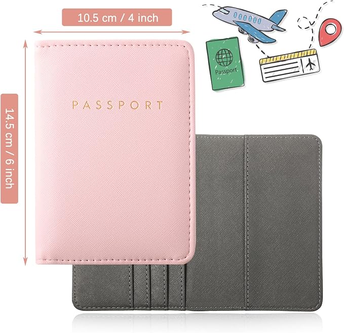 2 Pcs Passport Cover Holder for Travel Waterproof Leather Passport Wallet Case Book Travel Cruise Essentials for Women Men | 2 Pieces