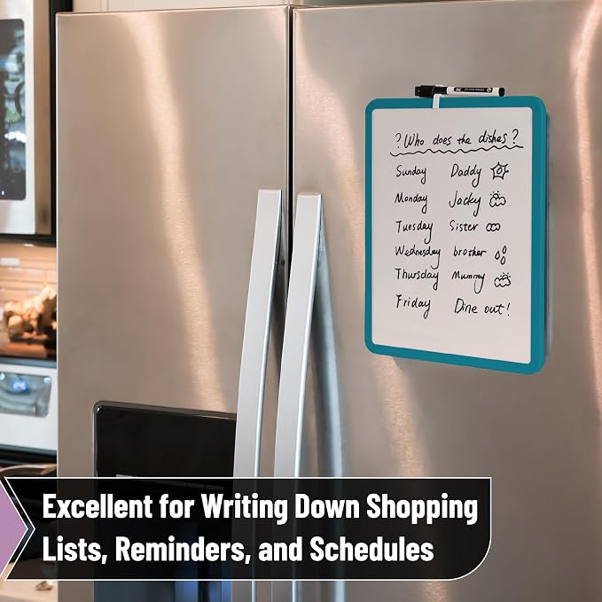 Mr. Pen- Dry Erase Board, 14” x 11” with a Black Dry Erase Marker | Green Frame, Small Mini White Board for Students, Fridge, Wall, Locker, Includes Double Sided Tapes