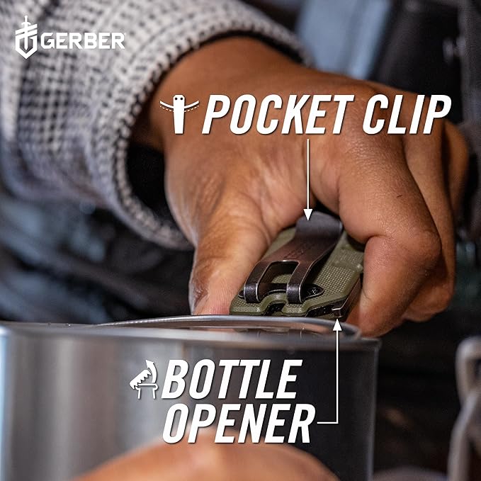 Gerber Prybrid EDC Pocket Knife Multitool 8-in-1 Box Cutter, Green G10 | Retractable box cutter blade, pry bar, G10 handle, pocket clip, everyday carry, compact multitool, durable EDC knife