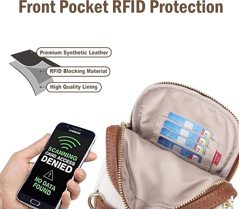 Anti Theft Crossbody Bag for Women, Small RFID Blocking Sling Purse with Zipper Lock for Travel, Vegan Leather