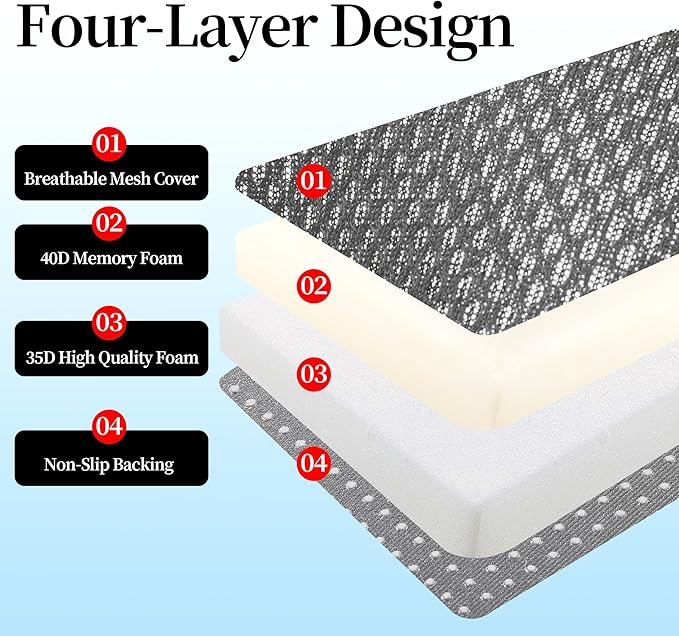 MABOZOO Extra Thick Chair Cushions,Office Chair Booster Seat Cushion to Raise Seat Height for Pain Relief,18 x 16 x 6 inch Non Slip Memory Foam Thick Cushion with Carry Handle（Dark Grey）