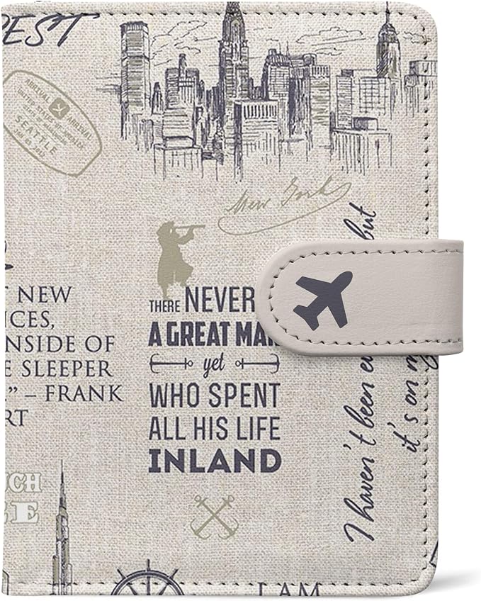 Passport Holder, Cute Travel Wallet Cover with RFID Blocking,Travel | PU leather travel wallet with magnetic closure, card slots, pen loop, and easy access for passports and essentials.