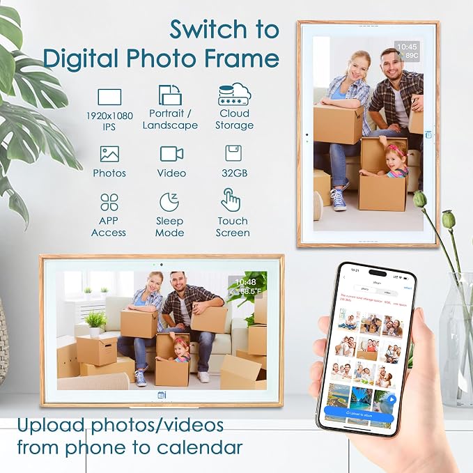 15.6" Digital Wall Calendar No Monthly Fee Family Hub Touchscreen | Multi-calendar Merger Smart Ambient Brightness Large Recipe Library