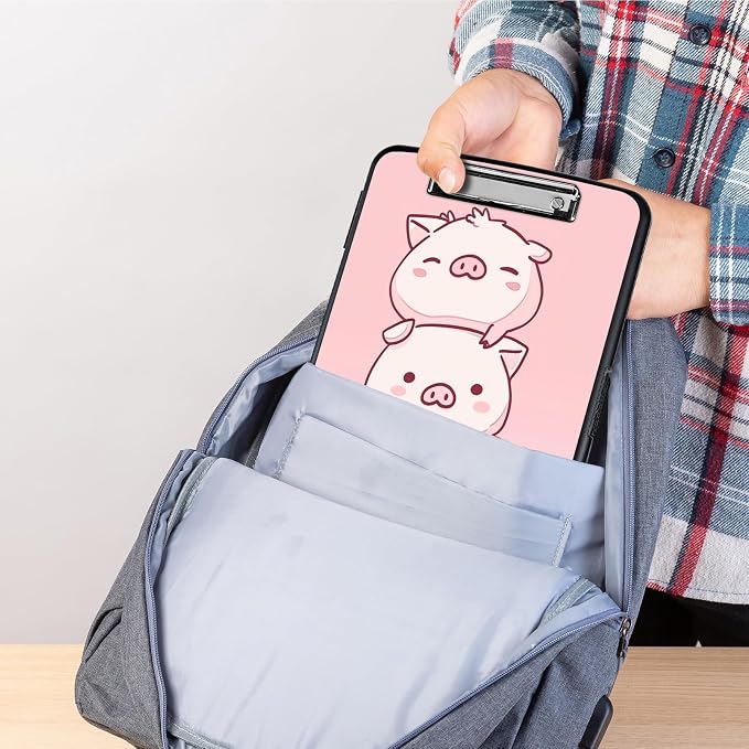 Clipboard with Storage,Storage Clipboard with Pen Holder,Heavy Duty Plastic Storage Clipboard with Low Profile Clip,Teacher Must Haves,Clipboard Folder,Office Supplies,Cute Pink Pigs -1362