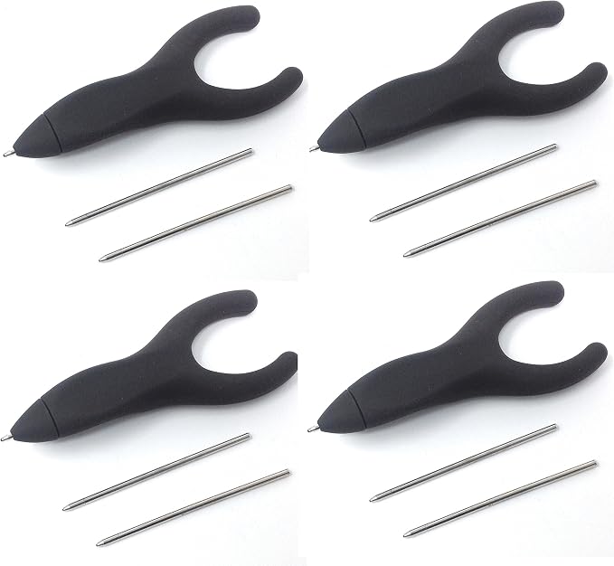 Penagain Ergosof Ballpoint Pen with Black Ink, Set of 4 Pens Individually Packaged with Two Black Ink Refills per Pen (Black)