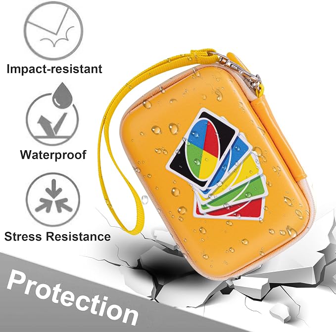 Leayjeen Cards Case Compatible with Skip BO/UNO/Pokemon/Phase 10 Card Game,Fits Up to 100 Cards,Carrying Storage Bag for Travel-Yellow(Case Only)