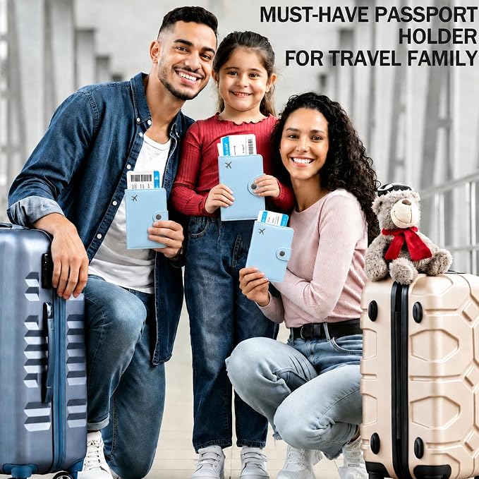 Passport Holder RFID Blocking Travel Wallet, Paradise Blue | Passport Cover with Multiple Card Slots, Water-Resistant & Easy-Carry, Must-Have Travel Accessory for Men & Women.