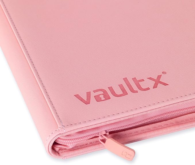 Vault X 4 Pocket Zip Binder, 160 Cards, Exo-Tec Material, 20 Side-Loading Pages (Pink)
