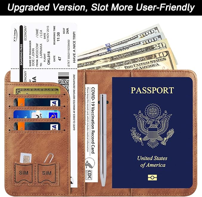 LOHASLIFE Passport Holder for Travel Essentials, Passport Cover Wallet | Leather Rfid Blocking Card Case, Travel Accessories, Vacation Luggage Must Haves, for Men Women