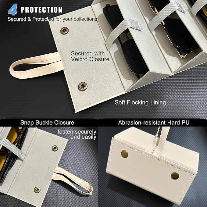 Longjet Sunglasses Organizer Travel Glasses Case 5 Slots Multiple Pairs Eyeglasses Storage Box Hanging Eyewear Holder