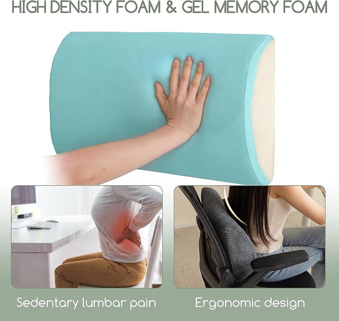 Lumbar Support Pillow for Recliner Chair/Accent Chair/Couch, Large Memory Foam Back Support Cushion for Elderly, Recliner Cushions for Back Rest, Pain Relief, Reading, Washable Cover, Dark Grey