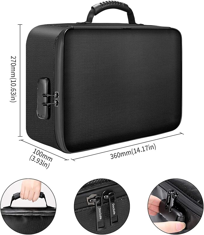 DocSafe File Organizer Bag Fireproof Document Box Set with Lock