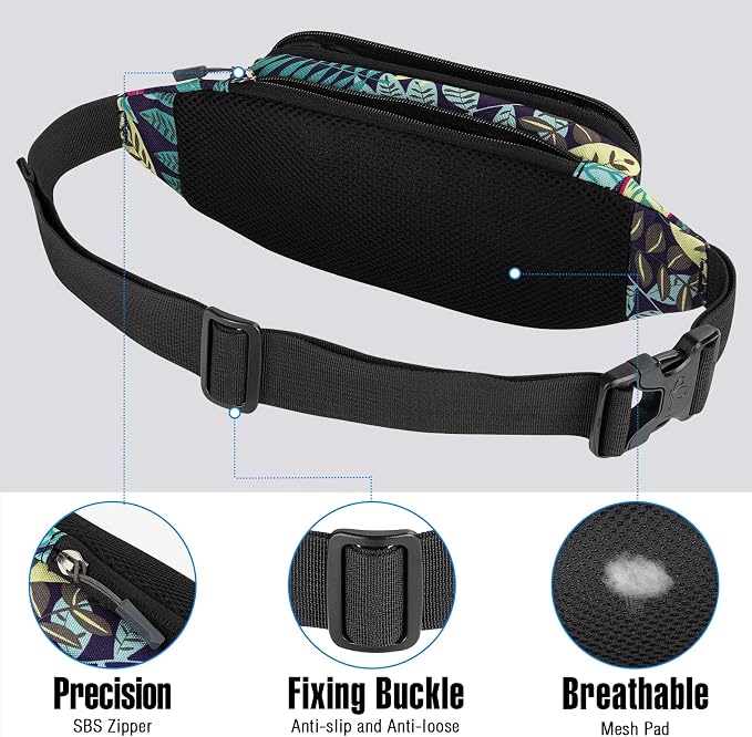 WATERFLY Fanny Pack Waist Bag: Small Hip Pouch Bum Bag Fannie Pack Phanny Fannypack Waistpack Bumbag Beltbag Sport Slim Fashionable for Jogging Hiking Hiker Woman Man | Adjustable extender strap, Slim compact, Water-resistant durable material, Breathab...