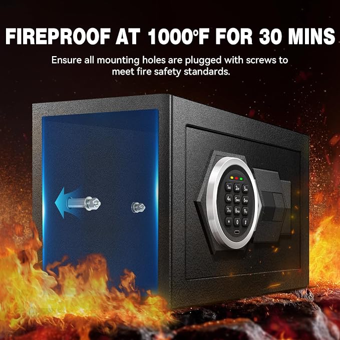 2.4 Cu Ft Large Home Safe Box, Fire Proof Safe with Type-C Port | Steel Security Box with Digital Electronic Keypad, Removable Shelf, Safety Lock Box for Office Documents Money Jewelry Gun