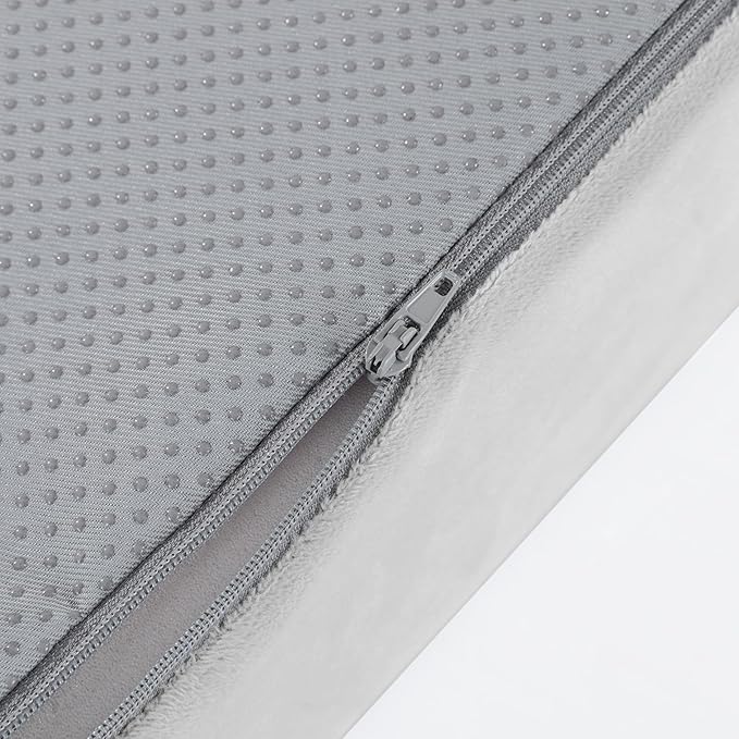 HOMBYS Wedge Recliner Seat Cushion for Long Sitting Chair, Cushion for Elderly Esay to Get Up,5" Thick 20"x20" Large Pressure Relief Seat Cushion for Recliner, Office, Car, Velvet & Foam,Light Grey