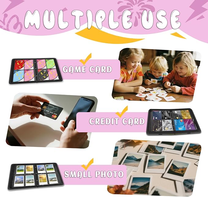 Trading Card Binder 4 Pocket,Card Binder 400 Pockets,Card Book Holder Cards with 50 Removable Sleeves,3-Ring Zip Design MTG/TCG/Sport Collectible Trading Card Albums Gifts for Boys and Girls (Pink)