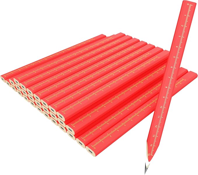 KR. LIF Professional Carpenter Pencils - 29 Pcs Construction Pencils Hexagonal Design