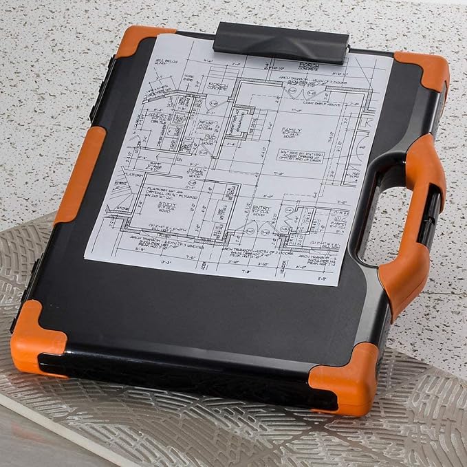 Officemate Carryall Clipboard Storage Box, Letter/Legal Size, Black and Orange (83326) (Pack of 6)
