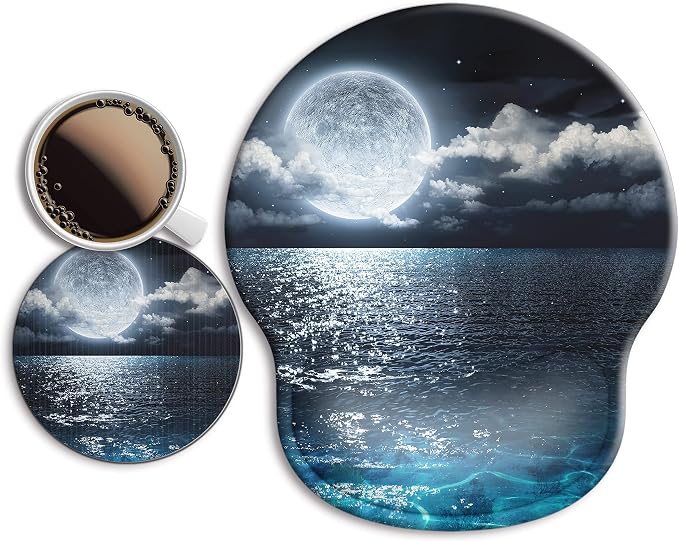 Ergonomic Mouse Pad with Wrist Rest Support,Gel Mouse Pads for Desk | Big Mousepad With Coaster Non-slip & Pain Relief for Computer, Home&Office Desk Decor