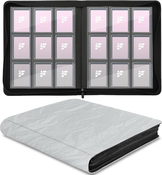 Top Loader Binder,Holds 288 Cards in 3"x4" Toploaders, Trading Card Binder 9 Pocket for TCG, MTG, YGO, Game Cards, Sports Cards(Silver gray)