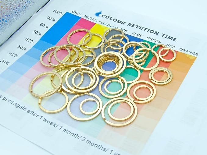 40 Pack Key Ring Keychain Mix 4 Sizes Golden Metal Flat Split Key Chains Rings for Home Car Dog Tag Office Lanyards Keys Attachment