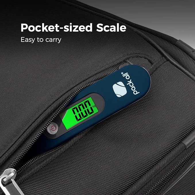 pack all Digital Luggage Scale for Travel, 110Lbs Capacity, 0.1Lb Precision | Handheld, Backlit LCD Display, Lb/Kg/Oz/g Conversion, Tare Function, Battery Included, Blue