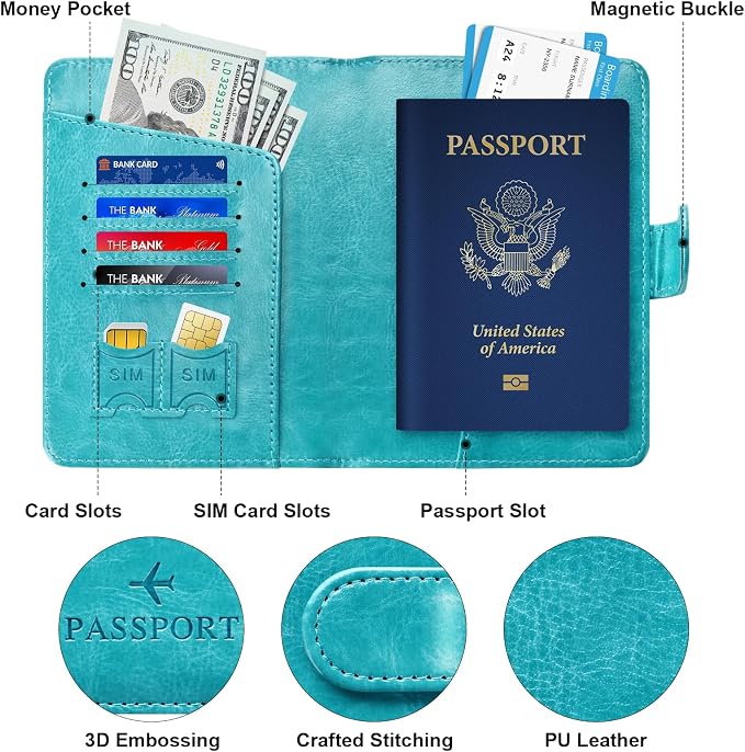 Passport Holder for Travel Essentials Wallet Cover Case Women Men Gift | Passport Holder for Travel Cruise Essentials, Passport Wallet Cover Case Women Men Travel Gifts