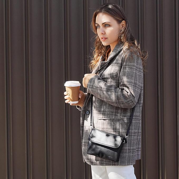 befen Genuine Leather Small Crossbody Bags for Women Cell Phone Travel Bag | Soft Real Leather, Adjustable Shoulder Strap, Card Slots, Compact Size, Daily Travel Shopping Outing Use, Phone Purse