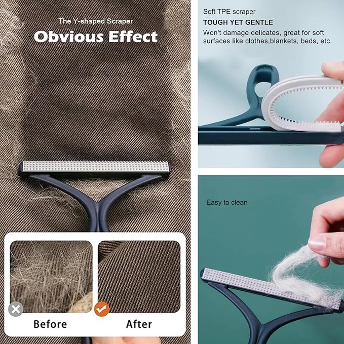 Pet Hair Remover 3-Pack, Reusable Dog & Cat Hair Removal Tools, Lint Shaver | Remove Stubborn Pet Hair, Multi-Fabric Safe, Fur & Lint Cleaner for Couch, Carpets, Cat Trees, Car Mats, Furniture, Pet Bed