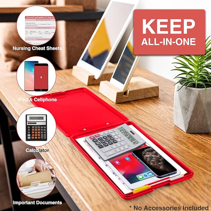 Sooez Clipboard with Storage, Plastic Nursing Clip Board, 8.5" x 11", Work | Sturdy Clipboards Foldable, Cute Hanging Clip Board Case, Teacher, Classroom Must Haves, Office School Supplies, Women & Men