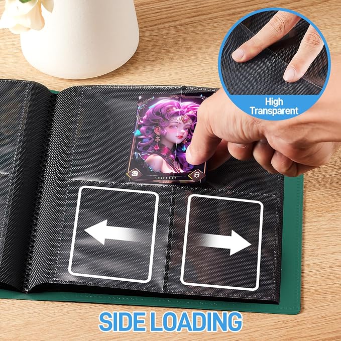 Card Binder, Upgraded 4 Pockets Trading Card Collection Binder for Cards, 160 Pockets Mini Card Book Holder Album - Green