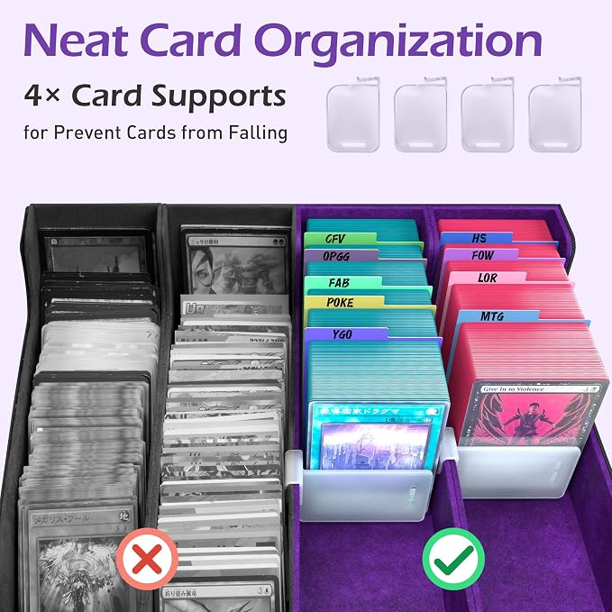 4-Row【3200+】 Trading Card Storage Box, Card Organizer Holder With 24 Dividers, Case Fit for Mtg Tcg Magic Commander Deck Playing Cards, Deck Box for Sport Card