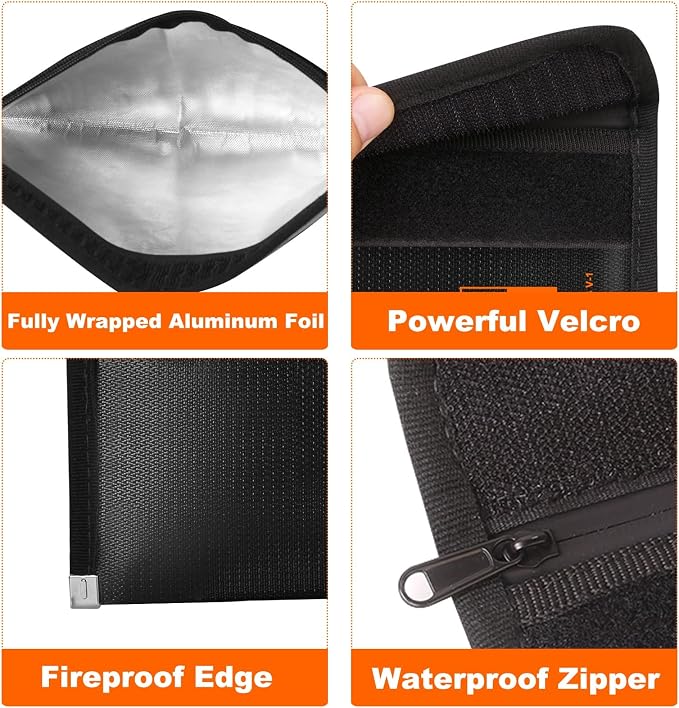 Fire Proof Money Bag for Cash, Small Color-Coded 2-Pack | Fits Passports & IDs, Not A4/Letter, 2200°F Fireproof, Waterproof Zipper, Non-Itchy Silicone