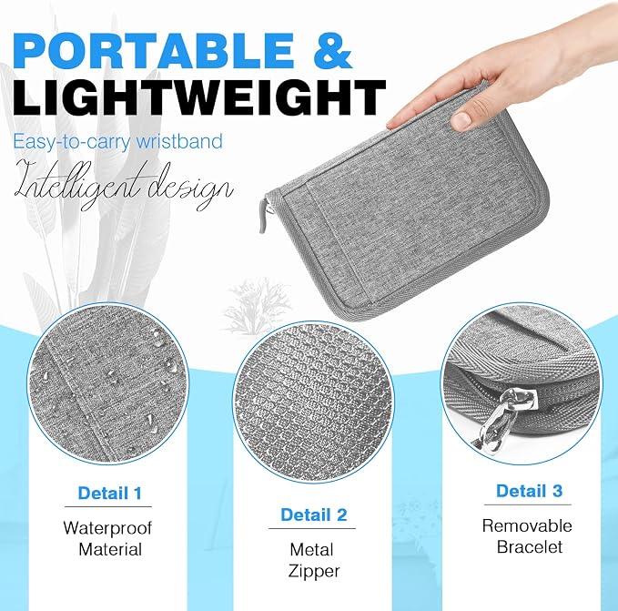 Single Passport Holder for Travel, RFID Travel Document Organizer for Women Waterproof Passport Wallet Men Portable Case for Cards, Boarding Pass, ID, Money, Tickets with Zipper