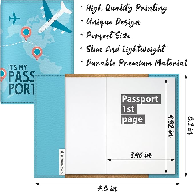 Passport Cover for Kids, Women and Men, Cute Travel Passport Holder (Airplane)