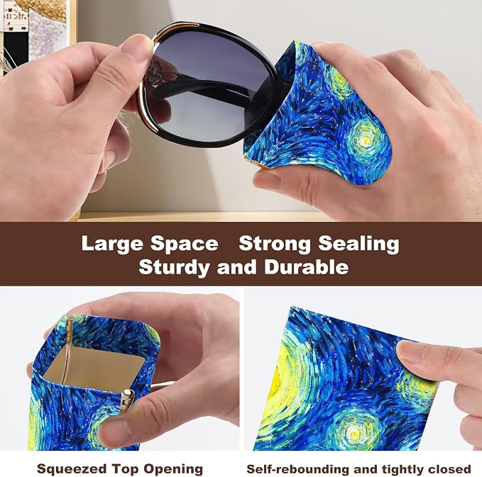 Anikathy 2Pcs Sunglass Eyeglass Glasses Case Soft PU Leather with Cleaning Cloth Cute Glasses Pouch Bag for Men Women Girs