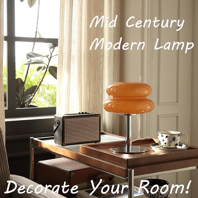 Glivpny Mushroom Table Lamp, Mid Century Modern Decor Lamp (Copper) | Cool Desk Lamps for Bedroom,Vintage Dimmable Bedside Small Cute Lamps, House Warming Gifts New Home Decor