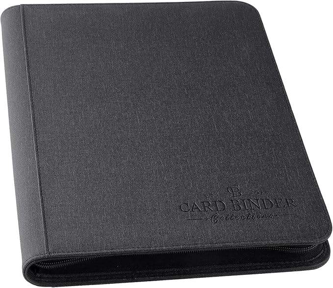 9 Pocket Card Binder, Premium Zip Trading Card Binder, 540 Double Sided Pocket PU Collection Binder, Collector Album, Card Folder for MTG, TCG, Sports Cards (Black)