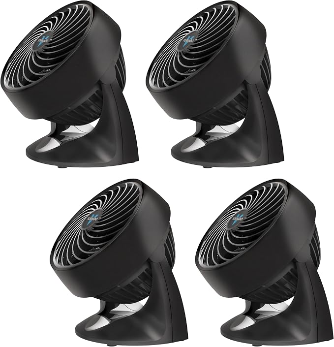 Vornado Small Room Fan | 2 Speed Settings | Adjustable Tilt Head | Air Circulator | Black | Pack of 4